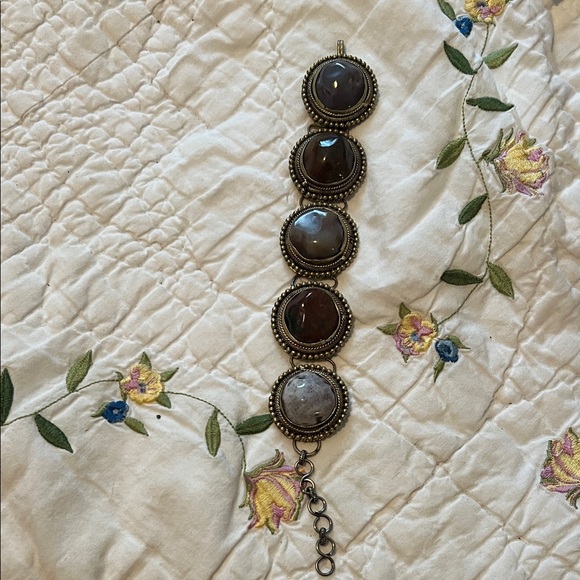 Vintage Beaded Bracelet with Dark Stones - Picture 2 of 8